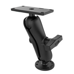 RAM Mounts 1.5" Ball Mount with Double Socket Arm, 2.5" Round Base (AMPs) & 2" x 4" Rectangle Base for Humminbird Helix 7 - RAM-202-24-202U