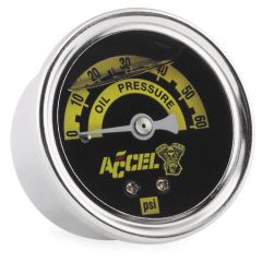 Accel Liquid Filled Rear Mount Oil Pressure Gauge - 0-60 PSI - Chrome - 7121A