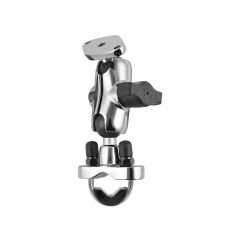 RAM Mounts Chrome Handlebar Rail Mount with Short Double Socket Arm and Stainless Steel U-Bolt Base - RAM-B-149ACH-LO4